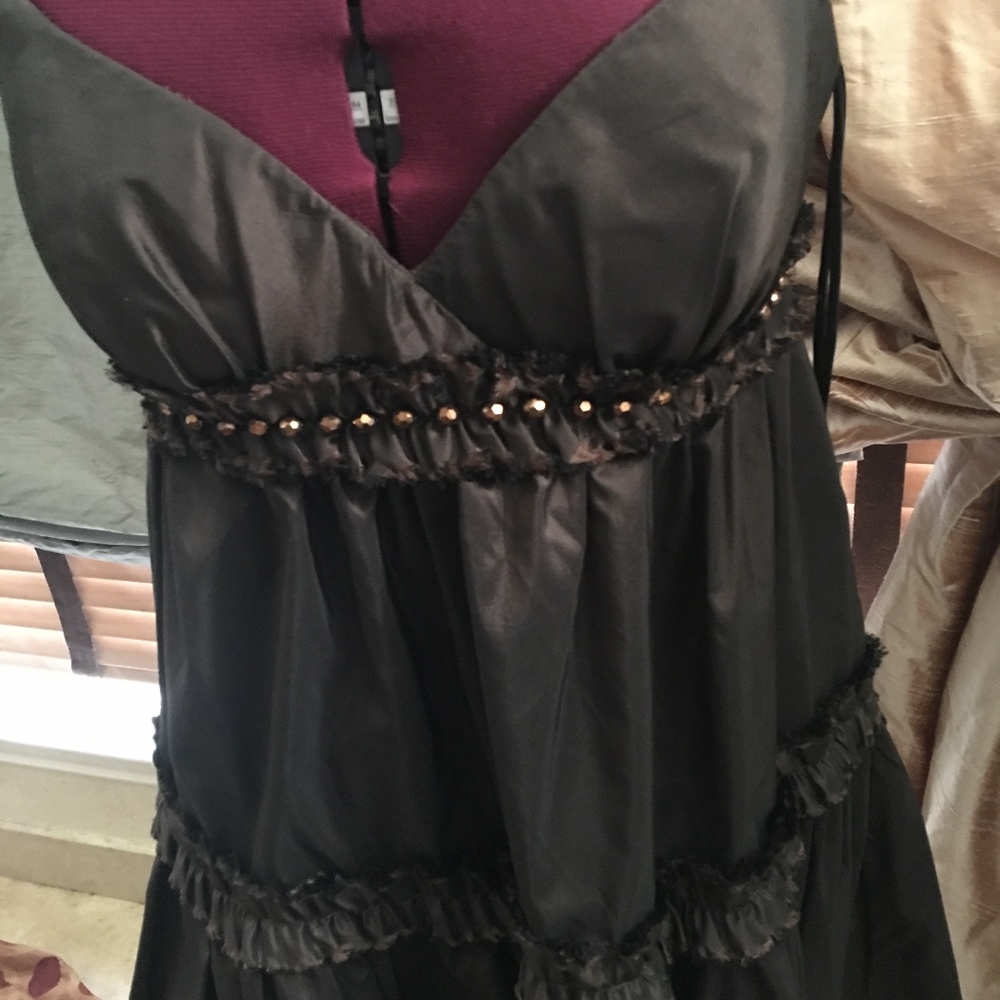 Marc Bouwer silk taffeta brown party dress size 8